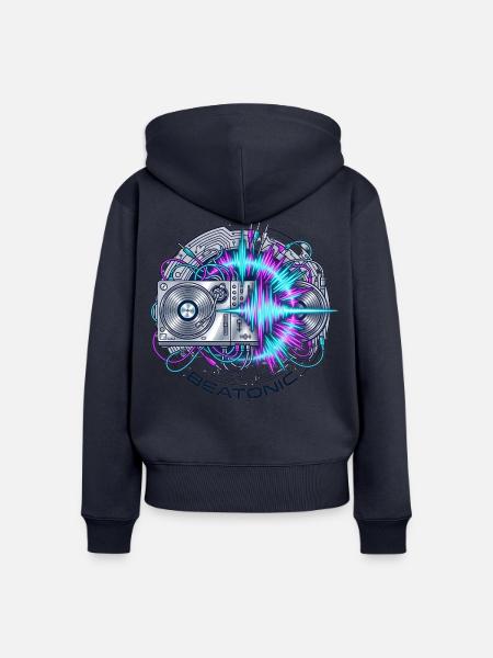 Beatronic Neon DJ Circuit - Frauen Premium Bio Zip Hoodie - Navy