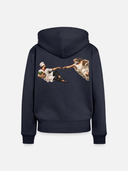 Die Erschaffung des Kochs - Frauen Premium Bio Zip Hoodie - Navy
