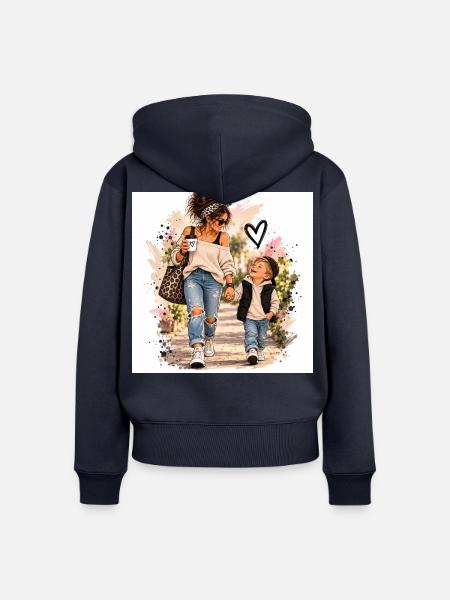Mutter Kind Liebe unterwegs - Frauen Premium Bio Zip Hoodie - Navy