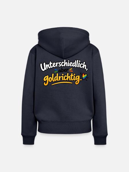 Unterschiedlich Goldrichtig - Frauen Premium Bio Zip Hoodie - Navy