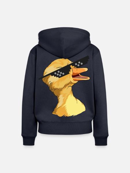 Quakende Meme-Ente mit Sonnenbrille - Frauen Premium Bio Zip Hoodie - Navy
