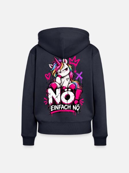 NO! Einhorn Graffiti Punk - Frauen Premium Bio Zip Hoodie - Navy
