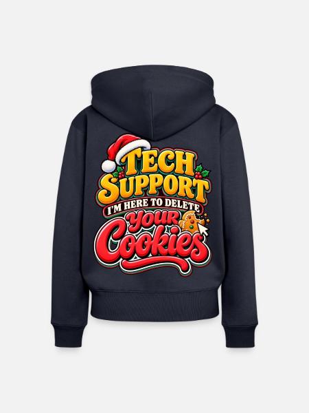 Tech Support Cookies: Holiday Debugger - Frauen Premium Bio Zip Hoodie - Navy