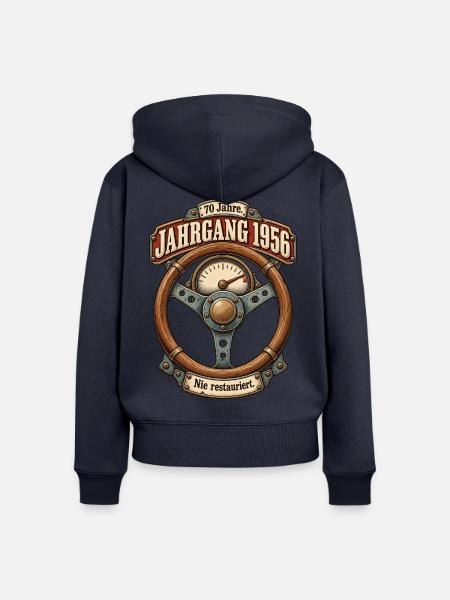 Jahrgang 1956 Nie restauriert - Frauen Premium Bio Zip Hoodie - Navy