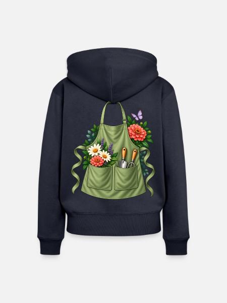 Gärtnerin Geschenkidee Gartenschürze Werkzeug - Frauen Premium Bio Zip Hoodie - Navy