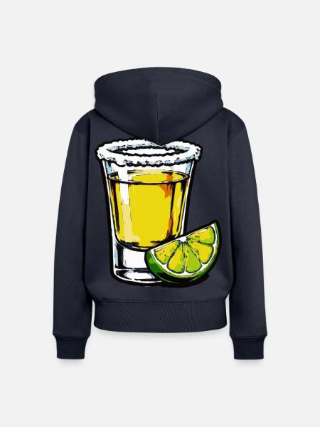 Limetten-Tequila Shot - Frauen Premium Bio Zip Hoodie - Navy