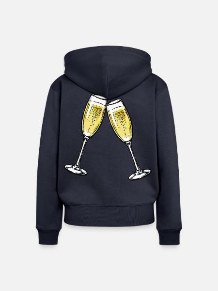 Sekt Gläser - Frauen Premium Bio Zip Hoodie - Navy