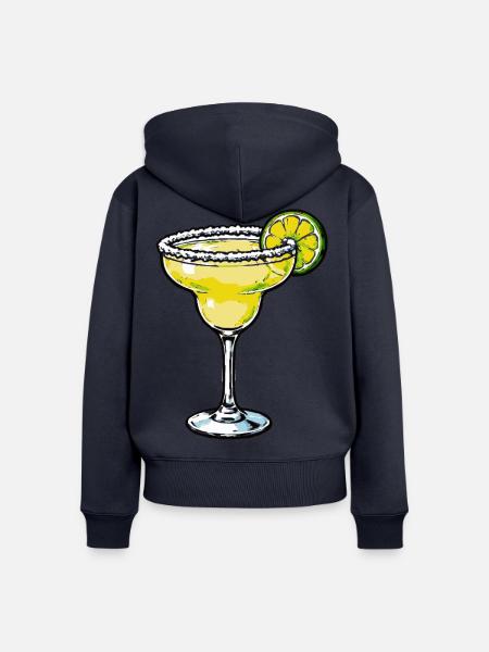 Limetten Margarita Glas - Frauen Premium Bio Zip Hoodie - Navy