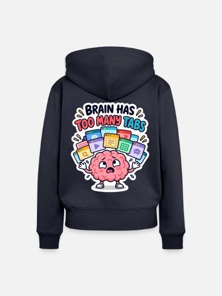 Gehirn mit zu vielen Tabs - Frauen Premium Bio Zip Hoodie - Navy
