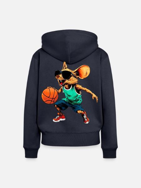 Basketball Maus - Frauen Premium Bio Zip Hoodie - Navy