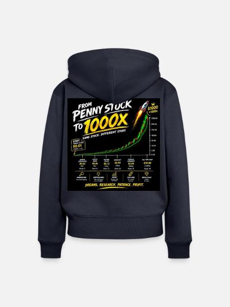 Von Penny Stock zu 1000x - Frauen Premium Bio Zip Hoodie - Navy