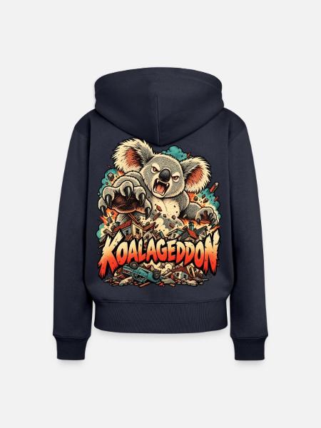 Riesige Koala-Kaiju-Haus Chaos-Tierkunst - Frauen Premium Bio Zip Hoodie - Navy