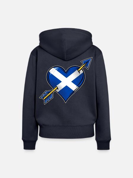 Schottland Flagge Herz mit Pfeil - Frauen Premium Bio Zip Hoodie - Navy