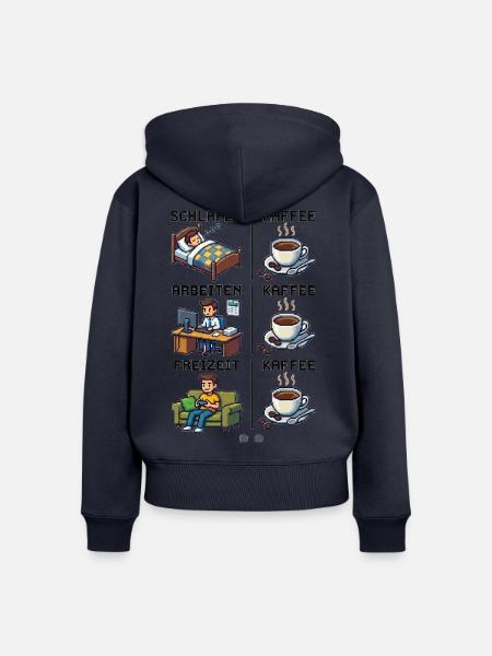 Schlafen-_Kaffee-_Arbeiten-_Kaffee-_Freizeit-_K - Frauen Premium Bio Zip Hoodie - Navy
