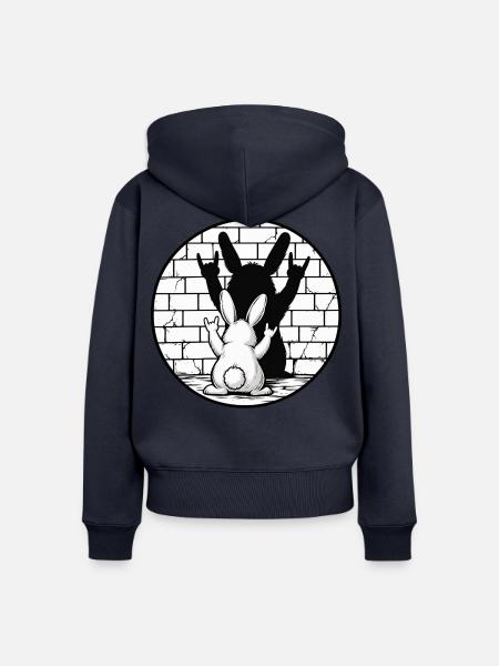 Hase und Schatten: Rockzeichen - Frauen Premium Bio Zip Hoodie - Navy