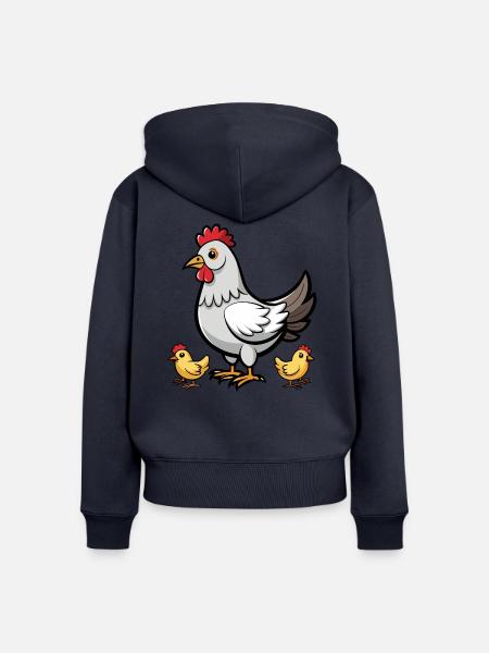 Huhn mit Küken - Frauen Premium Bio Zip Hoodie - Navy