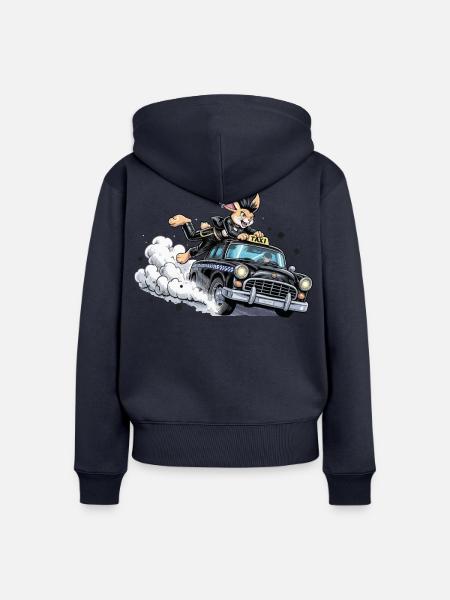 Bunny Punk im Taxi-Action - Frauen Premium Bio Zip Hoodie - Navy