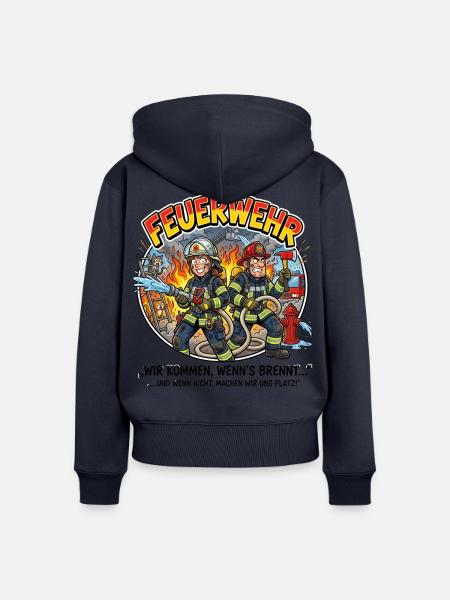 Feuerwehrhelden Cartoon-Szene - Frauen Premium Bio Zip Hoodie - Navy