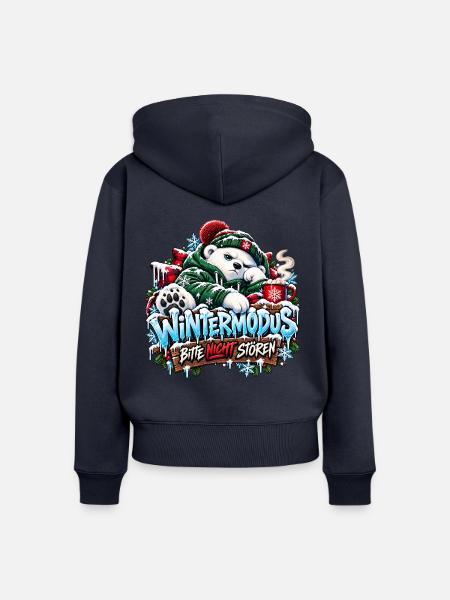 Wintermodus – Bitte nicht stören! - Frauen Premium Bio Zip Hoodie - Navy