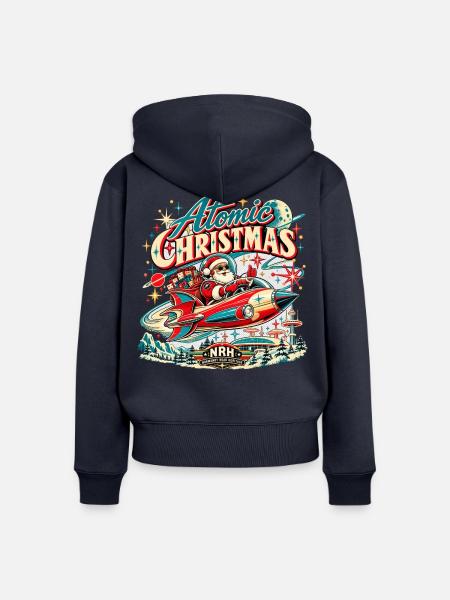 Atomic Christmas NRH Santa Rocket - Frauen Premium Bio Zip Hoodie - Navy