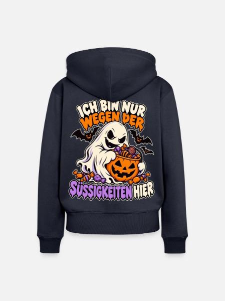 Gespenst mit Süßigkeiten - Frauen Premium Bio Zip Hoodie - Navy