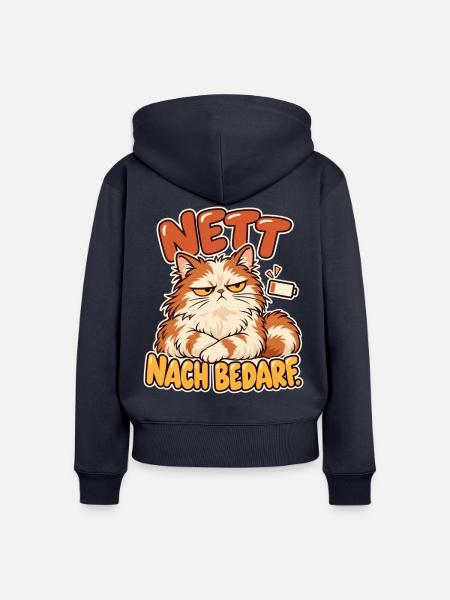 Grimmige Katze mit Spruchdruck - Frauen Premium Bio Zip Hoodie - Navy