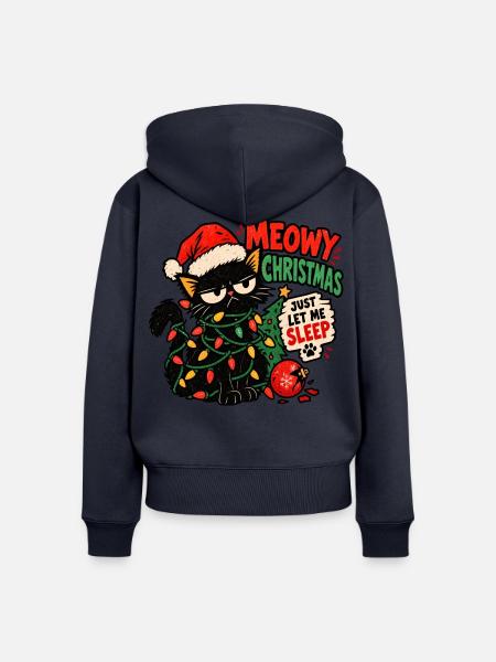 Eine Katze, die Weihnachten hasst - Frauen Premium Bio Zip Hoodie - Navy