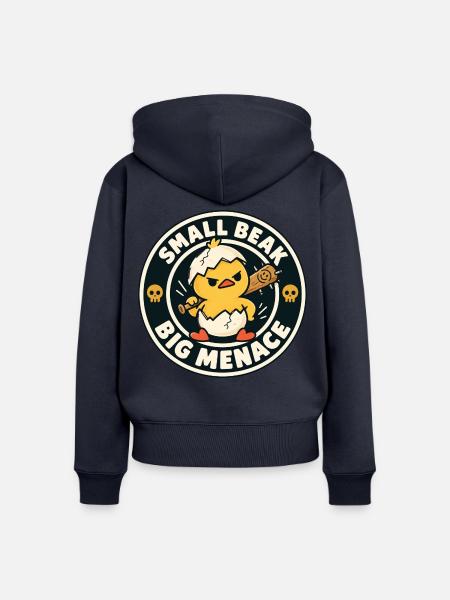 Kleiner Schnabel, Große Bedrohung - Frauen Premium Bio Zip Hoodie - Navy