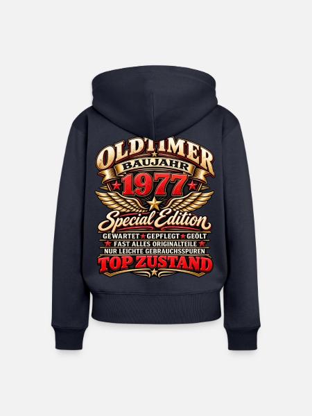 Oldtimer Baujahr 1977 – Special Edition - Frauen Premium Bio Zip Hoodie - Navy