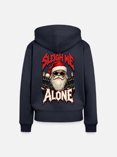 Sleh Me Alone, Santa Rock - Frauen Premium Bio Zip Hoodie - Navy