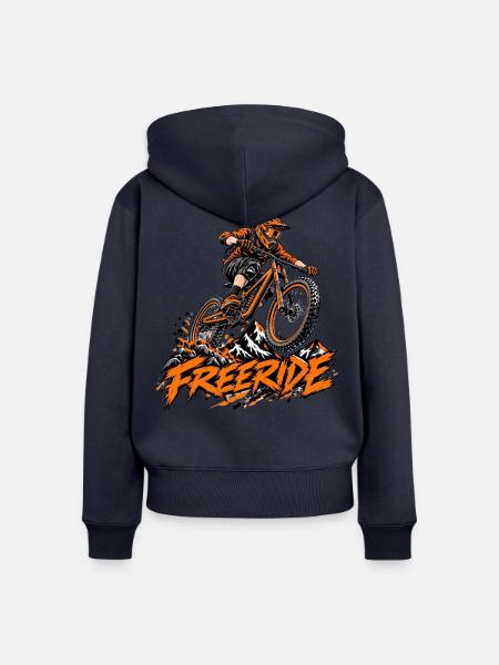 Freeride Mountain MTB Graphic - Frauen Premium Bio Zip Hoodie - Navy