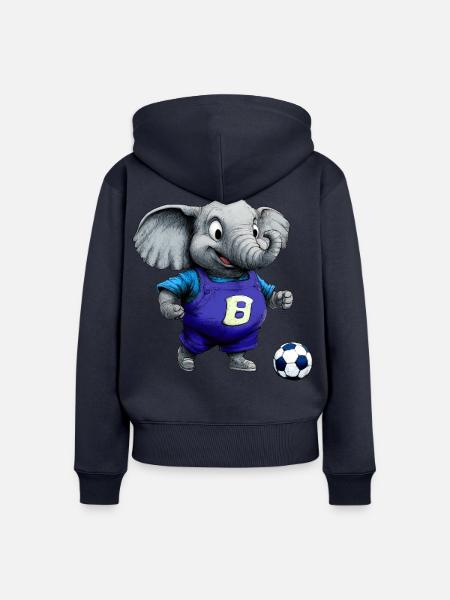 Elefanten Fussball / Fussballer Elefant - Frauen Premium Bio Zip Hoodie - Navy