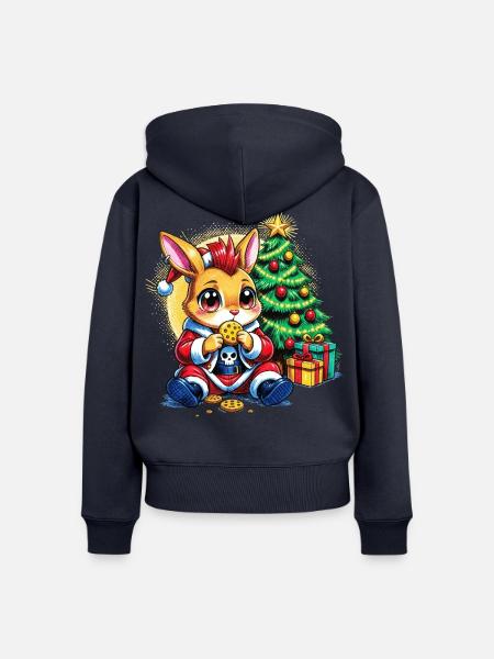 Weihnachtsbunny mit Keksen - Frauen Premium Bio Zip Hoodie - Navy