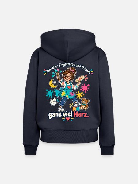 Erzieherin Geschenk Kita Abschied Danke - Frauen Premium Bio Zip Hoodie - Navy