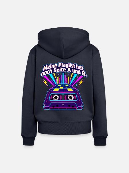 80er Musikfan Mixtape Kassette Nostalgie - Frauen Premium Bio Zip Hoodie - Navy