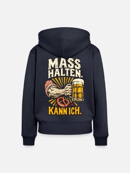Maß halten Kann ich - Frauen Premium Bio Zip Hoodie - Navy
