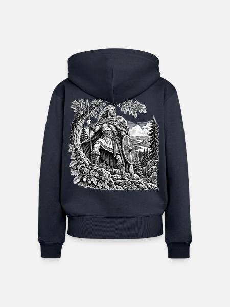 Hermann der Cherusker – Arminius im Eichenwald - Frauen Premium Bio Zip Hoodie - Navy
