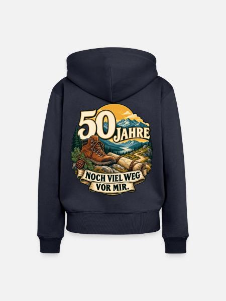 50 Jahre Abenteuerweg - Frauen Premium Bio Zip Hoodie - Navy