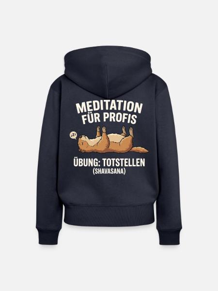 Murmeltier Meditation - Frauen Premium Bio Zip Hoodie - Navy