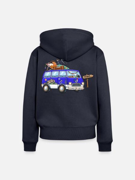 Frankreich Camper Wohnmobil - Frauen Premium Bio Zip Hoodie - Navy