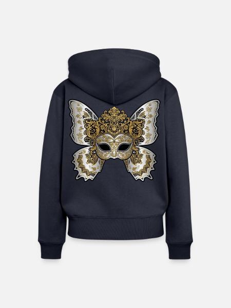 Goldene und silberne kaiserliche Maskerade - Frauen Premium Bio Zip Hoodie - Navy