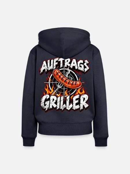 Auftrags Griller: Feuer & Wurst - Frauen Premium Bio Zip Hoodie - Navy