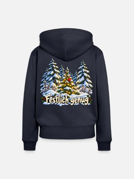 Festlich genug im Winterwald - Frauen Premium Bio Zip Hoodie - Navy