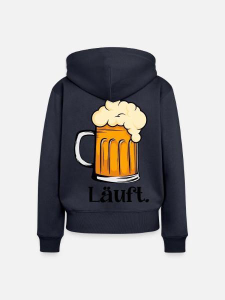 Läuft - Schäumender Bierkrug - Frauen Premium Bio Zip Hoodie - Navy