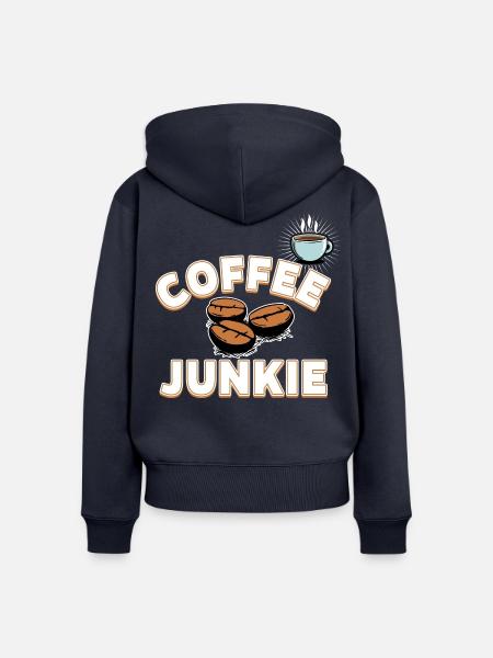 Coffee Junkie - Kaffeebohnen und Tasse - Frauen Premium Bio Zip Hoodie - Navy