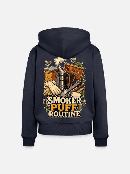 SMOKER PUFF ROUTINE - Frauen Premium Bio Zip Hoodie - Navy