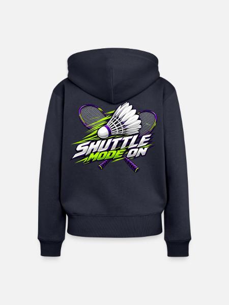 Shuttle-Modus an: Badminton - Frauen Premium Bio Zip Hoodie - Navy