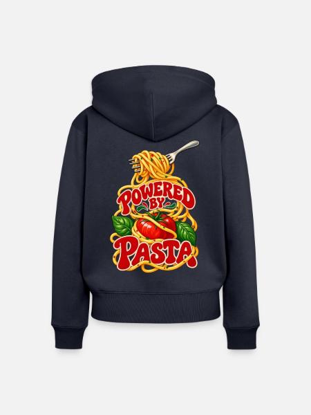 Powered by Pasta: Italienisches Essen - Frauen Premium Bio Zip Hoodie - Navy