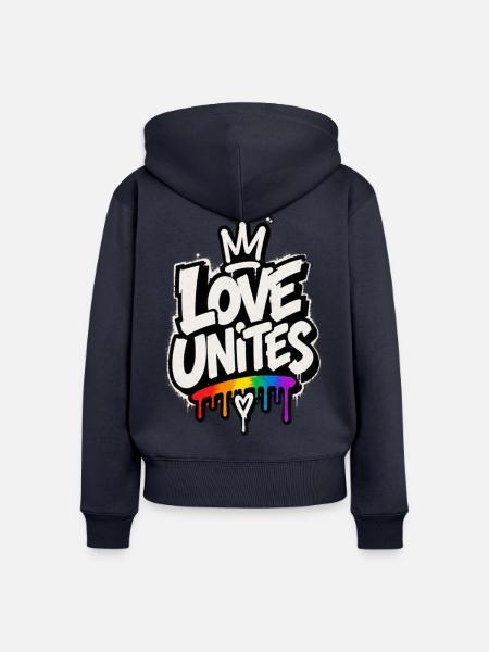 Love Unites - Frauen Premium Bio Zip Hoodie - Navy