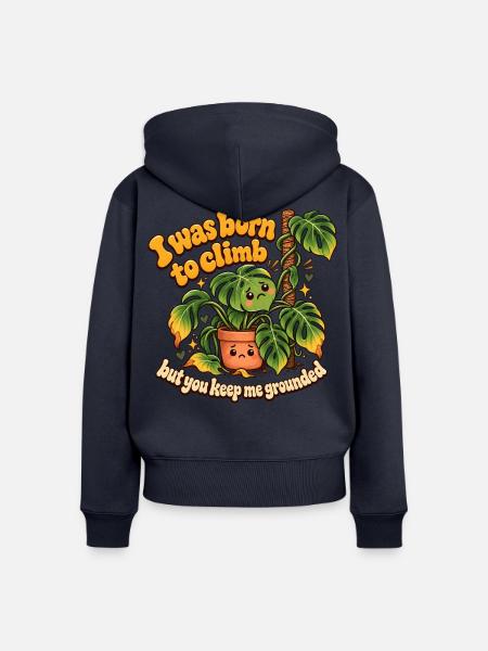 "I was born to climb" - Frauen Premium Bio Zip Hoodie - Navy